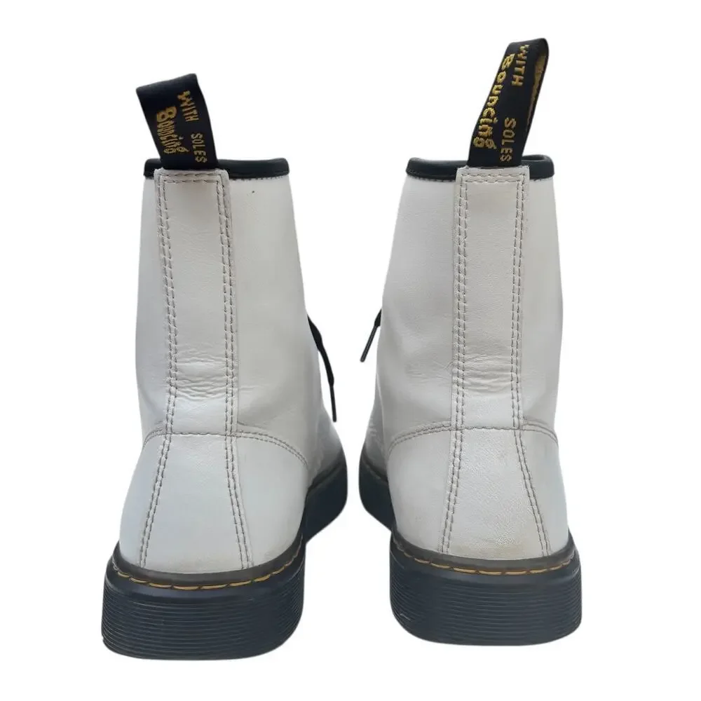 Dr Marten Zavala White Leather Combat Boots US Women's Size 8 EU 39